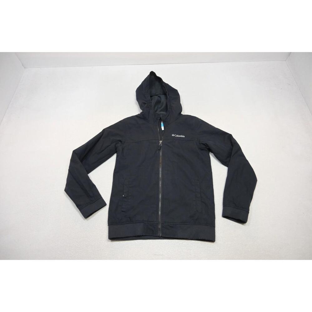 Columbia Fleece Jacket Rugged Black Full Zip Camp Hiking Boys Size Large‎